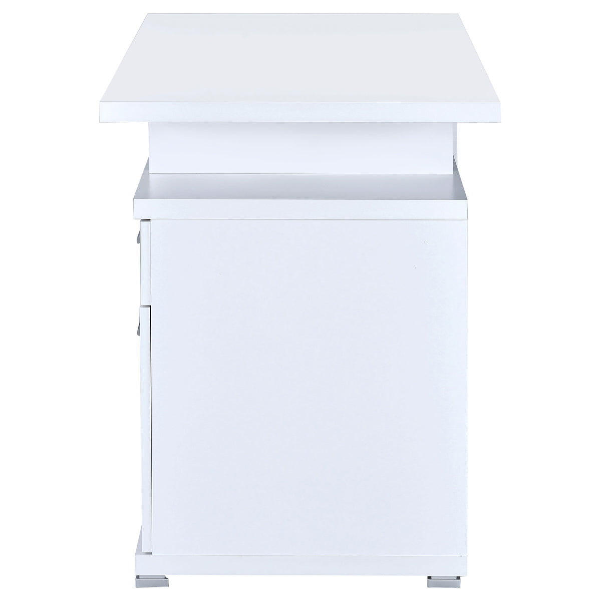 Irving 47" Computer Desk with File Drawer - Reversible Storage Pedestal in White – view 7