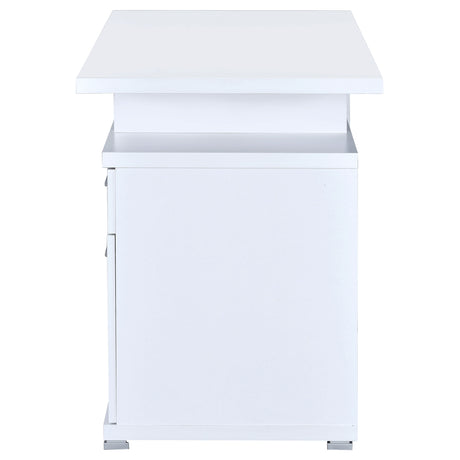 Irving 47" Computer Desk with File Drawer - Reversible Storage Pedestal in White – view 7
