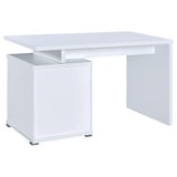 Irving 47" Computer Desk with File Drawer - Reversible Storage Pedestal in White – view 8
