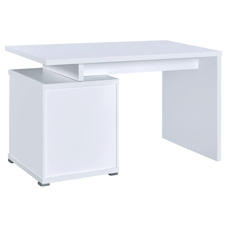 Irving 47" Computer Desk with File Drawer - Reversible Storage Pedestal in White – view 8