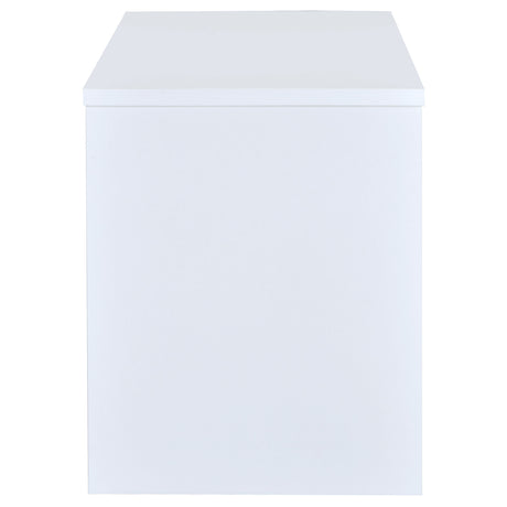 Irving 47" Computer Desk with File Drawer - Reversible Storage Pedestal in White – view 10