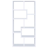 Theo 71" 6-Shelf Staggered Bookshelf - Reversible White Open-Back Bookcase – view 3