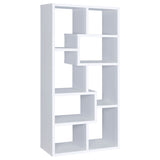 Theo 71" 6-Shelf Staggered Bookshelf - Reversible White Open-Back Bookcase – view 5