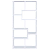 Theo 71" 6-Shelf Staggered Bookshelf - Reversible White Open-Back Bookcase – view 6
