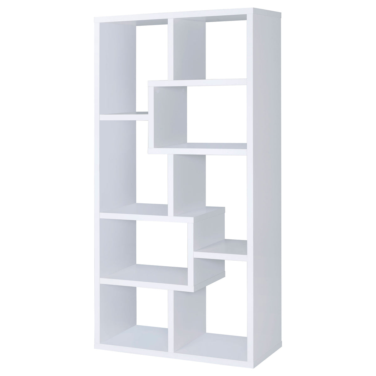 Theo 71" 6-Shelf Staggered Bookshelf - Reversible White Open-Back Bookcase – view 7