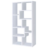 Theo 71" 6-Shelf Staggered Bookshelf - Reversible White Open-Back Bookcase – view 7
