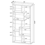 Theo 71" 6-Shelf Staggered Bookshelf - Reversible White Open-Back Bookcase – view 10