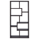 Theo 71" 6-Shelf Staggered Bookshelf - Reversible Open Cubby Bookcase in Cappuccino – view 3