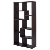 Theo 71" 6-Shelf Staggered Bookshelf - Reversible Open Cubby Bookcase in Cappuccino – view 4
