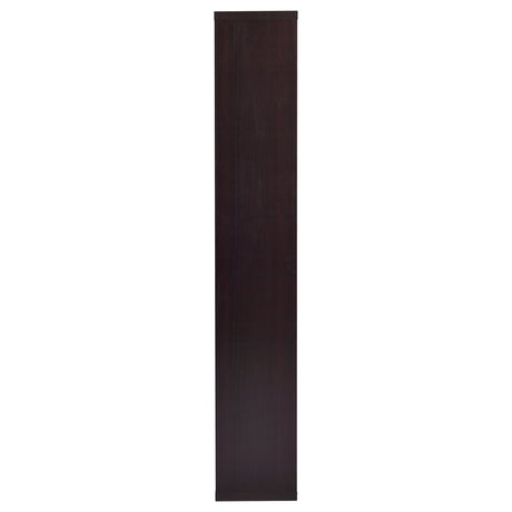 Theo 71" 6-Shelf Staggered Bookshelf - Reversible Open Cubby Bookcase in Cappuccino – view 5