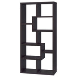 Theo 71" 6-Shelf Staggered Bookshelf - Reversible Open Cubby Bookcase in Cappuccino – view 8