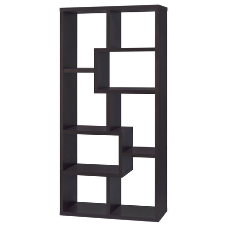 Theo 71" 6-Shelf Staggered Bookshelf - Reversible Open Cubby Bookcase in Cappuccino – view 8