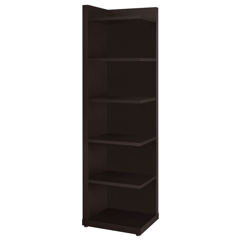Alder 71" 6-Shelf Corner Bookcase - Space-Saving Tall Storage in Cappuccino