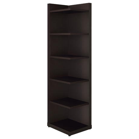 Alder 71" 6-Shelf Corner Bookcase - Space-Saving Tall Storage in Cappuccino – view 3