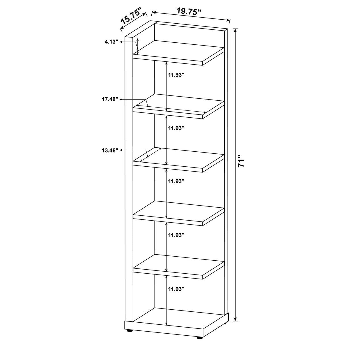Alder 71" 6-Shelf Corner Bookcase - Space-Saving Tall Storage in Cappuccino – view 9
