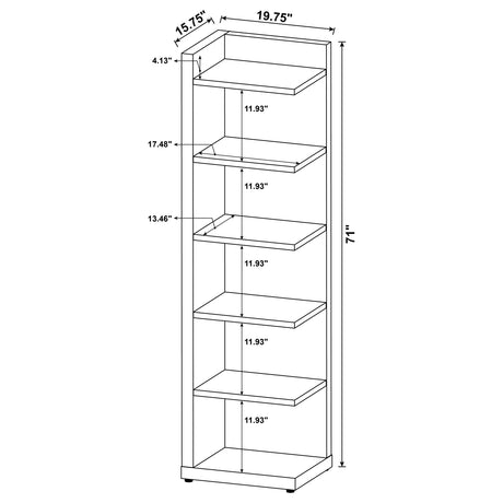 Alder 71" 6-Shelf Corner Bookcase - Space-Saving Tall Storage in Cappuccino – view 9