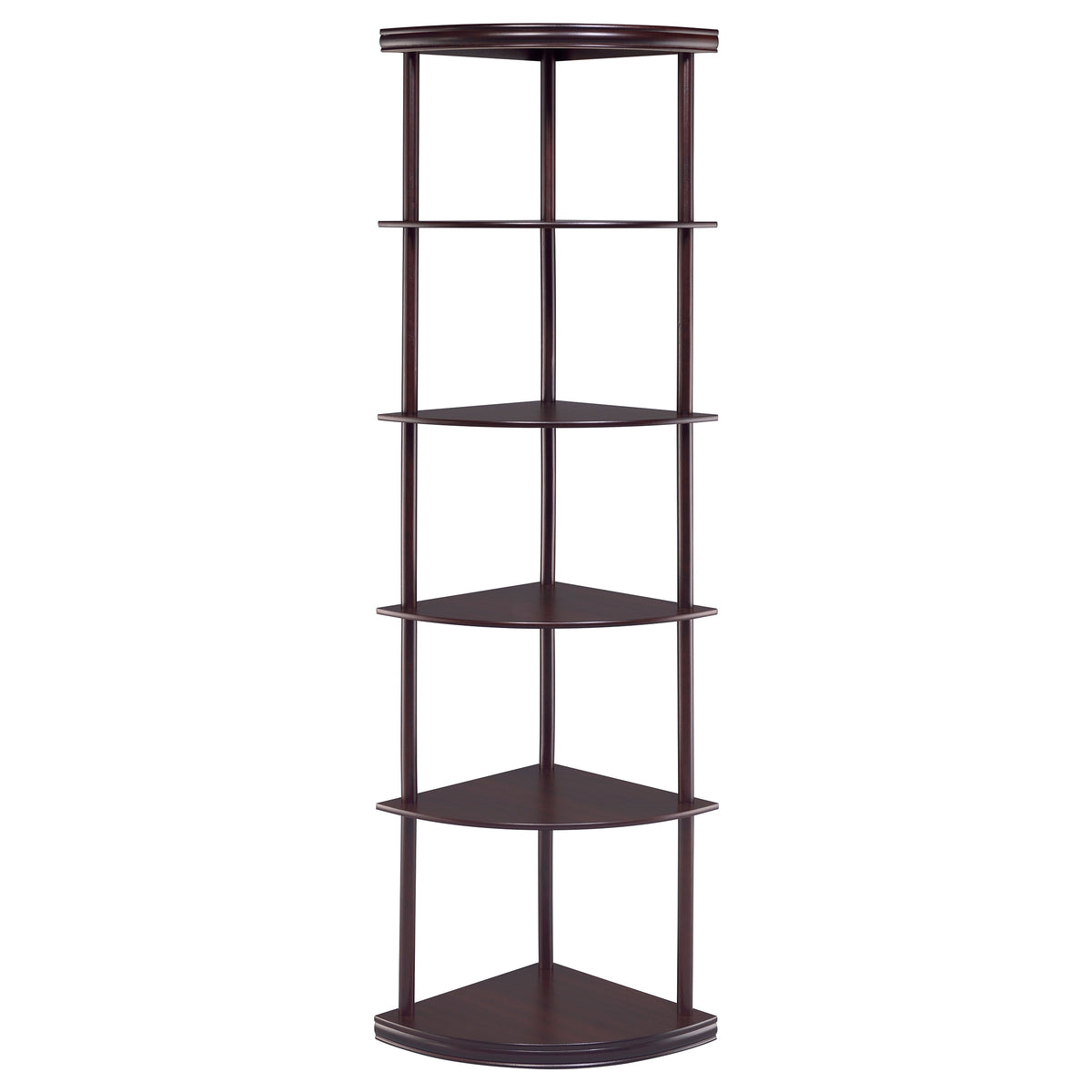 Bonwick 72" 5-Shelf Corner Bookshelf - Space-Saving Cappuccino with Curved Shelves – view 3