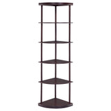 Bonwick 72" 5-Shelf Corner Bookshelf - Space-Saving Cappuccino with Curved Shelves – view 3