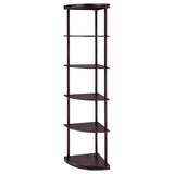 Bonwick 72" 5-Shelf Corner Bookshelf - Space-Saving Cappuccino with Curved Shelves – view 4
