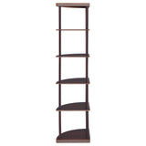 Bonwick 72" 5-Shelf Corner Bookshelf - Space-Saving Cappuccino with Curved Shelves – view 6