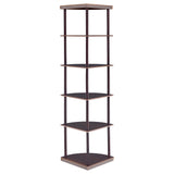 Bonwick 72" 5-Shelf Corner Bookshelf - Space-Saving Cappuccino with Curved Shelves – view 7