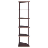 Bonwick 72" 5-Shelf Corner Bookshelf - Space-Saving Cappuccino with Curved Shelves – view 8