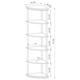 Bonwick 72" 5-Shelf Corner Bookshelf - Space-Saving Cappuccino with Curved Shelves – view 10