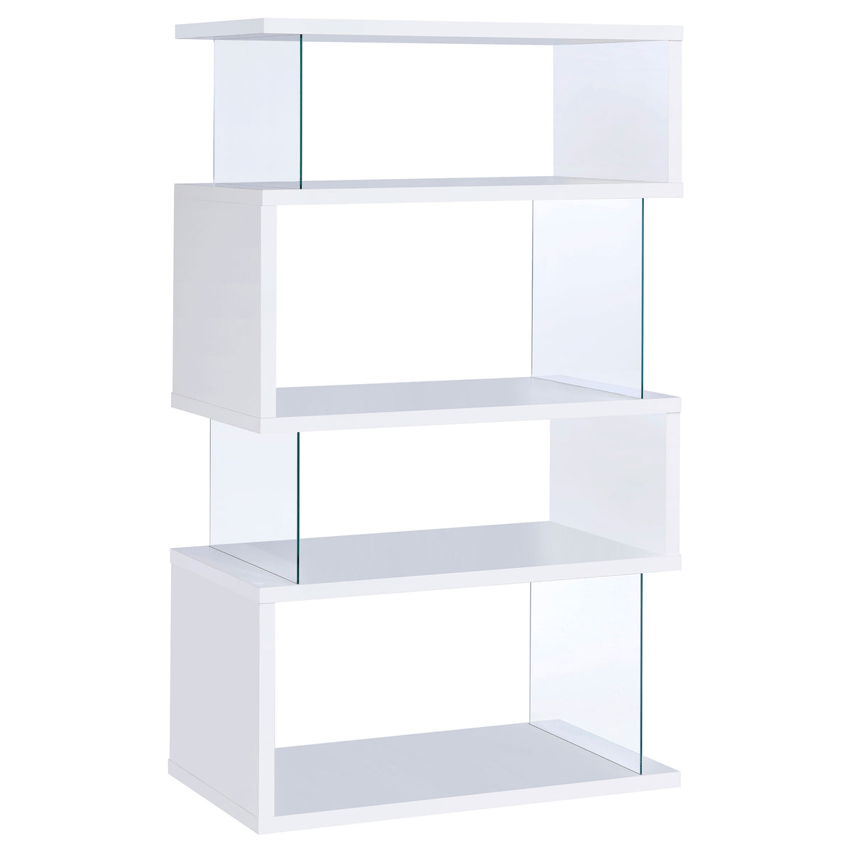 Emelle 63" Zigzag 4-Shelf Bookshelf - White