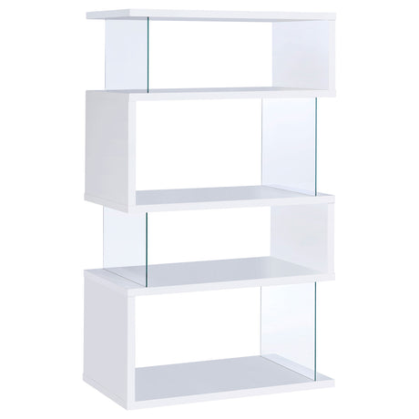 Emelle 63" Zigzag 4-Shelf Bookshelf - White