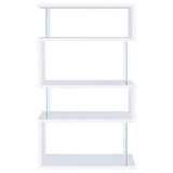 Emelle 63" Zigzag 4-Shelf Bookshelf - Clear Tempered Glass Panels in White – view 3