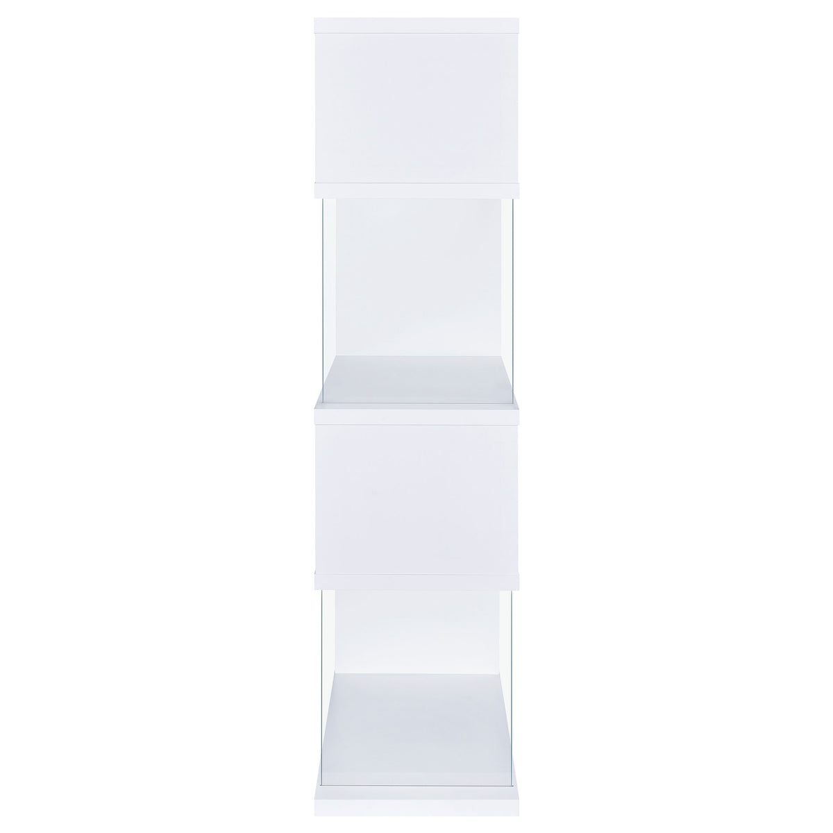Emelle 63" Zigzag 4-Shelf Bookshelf - Clear Tempered Glass Panels in White – view 4