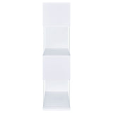 Emelle 63" Zigzag 4-Shelf Bookshelf - Clear Tempered Glass Panels in White – view 4