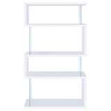 Emelle 63" Zigzag 4-Shelf Bookshelf - Clear Tempered Glass Panels in White – view 6
