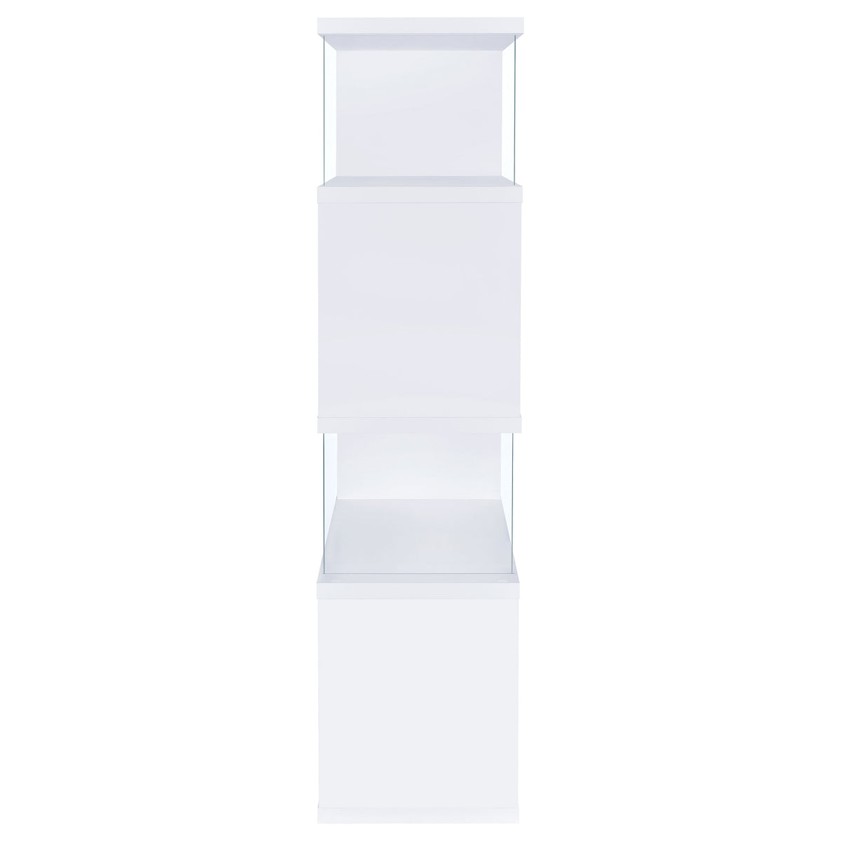 Emelle 63" Zigzag 4-Shelf Bookshelf - Clear Tempered Glass Panels in White – view 7