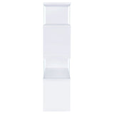 Emelle 63" Zigzag 4-Shelf Bookshelf - Clear Tempered Glass Panels in White – view 7