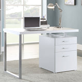Brennan 47" Computer Desk with 3-Drawer Pedestal - White with Silver Metal Frame – view 1
