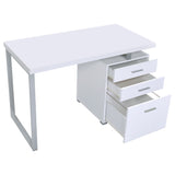 Brennan 47" Computer Desk with 3-Drawer Pedestal - White with Silver Metal Frame – view 4
