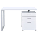 Brennan 47" Computer Desk with 3-Drawer Pedestal - White with Silver Metal Frame – view 5