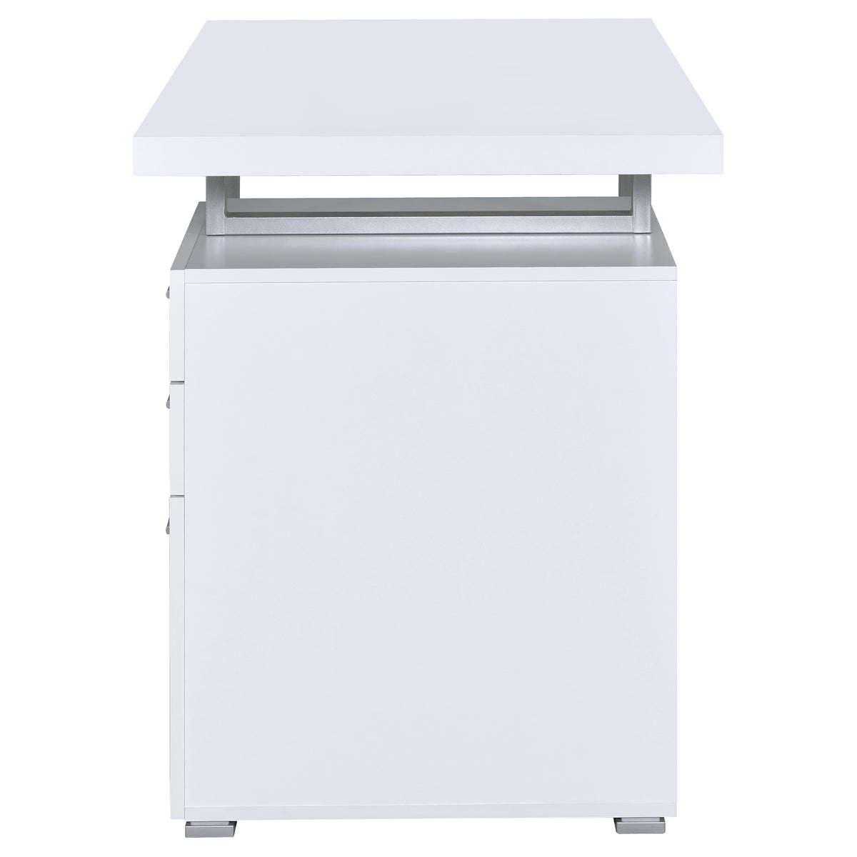 Brennan 47" Computer Desk with 3-Drawer Pedestal - White with Silver Metal Frame – view 6