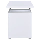 Brennan 47" Computer Desk with 3-Drawer Pedestal - White with Silver Metal Frame – view 6