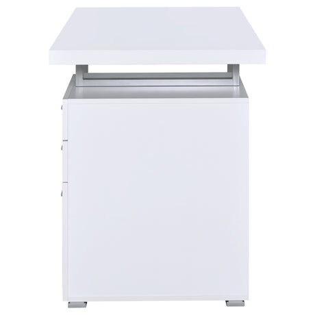 Brennan 47" Computer Desk with 3-Drawer Pedestal - White with Silver Metal Frame – view 6