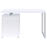 Brennan 47" Computer Desk with 3-Drawer Pedestal - White with Silver Metal Frame – view 8