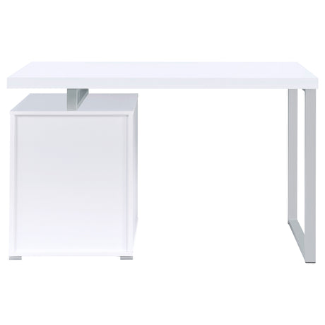 Brennan 47" Computer Desk with 3-Drawer Pedestal - White with Silver Metal Frame – view 8