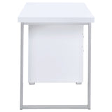 Brennan 47" Computer Desk with 3-Drawer Pedestal - White with Silver Metal Frame – view 9