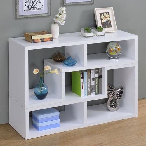 Velma 2-Piece L-Shaped Console Bookcase & TV Stand - Reconfigurable Open Shelving in White