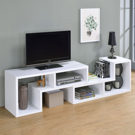 Velma 2-Piece L-Shaped Console Bookcase & TV Stand - Reconfigurable Open Shelving in White – view 5