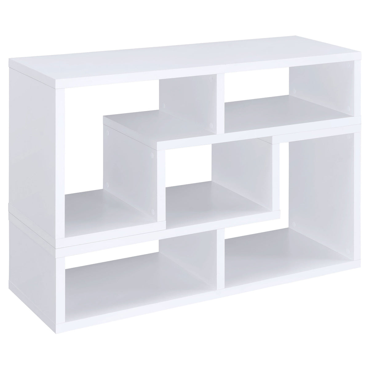 Velma 2-Piece L-Shaped Console Bookcase & TV Stand - Reconfigurable Open Shelving in White – view 6