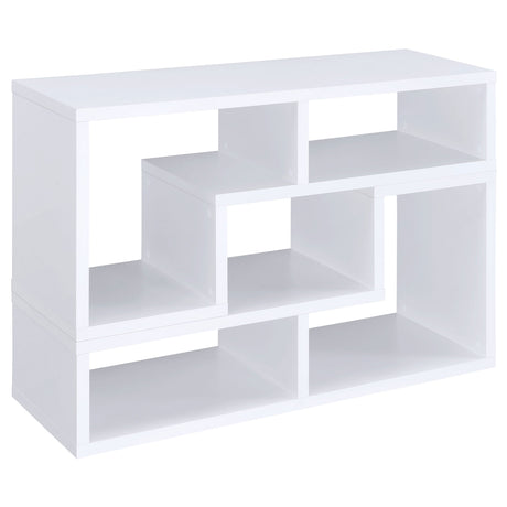 Velma 2-Piece L-Shaped Console Bookcase & TV Stand - Reconfigurable Open Shelving in White – view 6