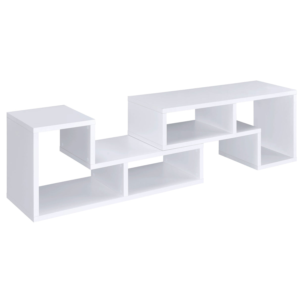 Velma 2-Piece L-Shaped Console Bookcase & TV Stand - Reconfigurable Open Shelving in White – view 12