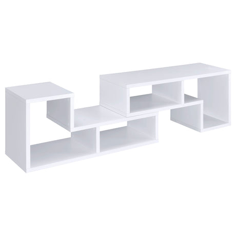 Velma 2-Piece L-Shaped Console Bookcase & TV Stand - Reconfigurable Open Shelving in White – view 12
